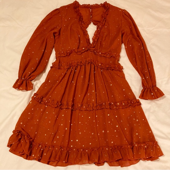 Brick orange gold star dress - Picture 6 of 16